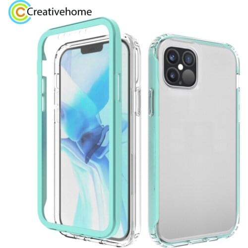 For iPhone 12 Mini & 12/12 Pro & 12 Pro Max Shockproof TPU Frame + Clear PC Back Case + Front PET Screen Protector