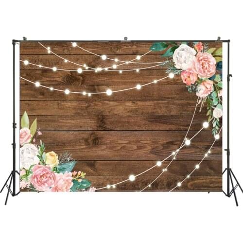 HUAYI Photography Backdrop Wedding Bridal Shower Wood Flowers Child Photo Background Graduation School Photobooth BackdropW-1900