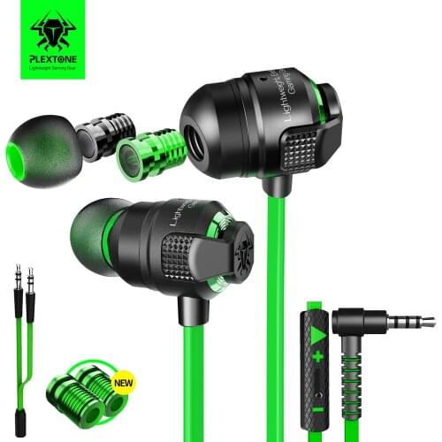 Plextone G23 In-Ear Gaming Earbuds with Mic Headphones Noise Cancelling Wired Earphones 3.5mm for PS4, PS5, Xbox,Xiaomi,Huawei