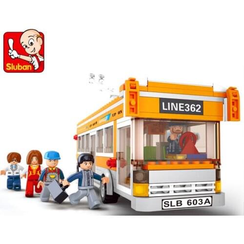 457PCS SLuban 0332 City Bus Bus Assembly Model Children Assemble Building Blocks Toys Gifts