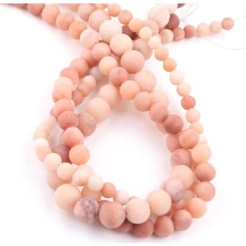 Natural Stone Pink Aventurine Jades Frosted Beads Matte Round Loose Beads 4 6 8 10 12MM For Jewelry Making Fit DIY Bracelet 15
