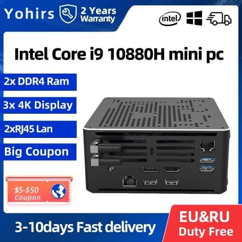 Stock Mini Pc Intel Core i9 10980HK 8950HK 2*DDR4 2*M.2 PCIE+1*2.5'SATA Graphics 630 HDMI2.0 DP WIFI Desktop Gaming Computer