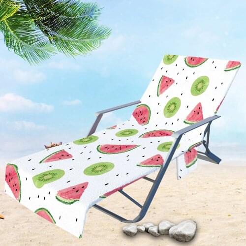 Fashion Watermelon Print Beach Chair Cover Up Towel Outdoor Portable Swim Pool Sun Lounger Chair Cover Blanket With Pocket