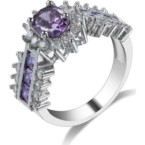YaYI Fashion Women Jewelry Ring 3.8CT Purple CZ Silver Color Engagement Rings wedding Rings Party Rings Gift
