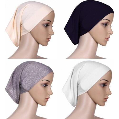 Muslim Headscarf Women Hijab Stretch Elastic Mercerized Cotton Undesrcarf Adjustable Islamic inner Caps Bone Bonnet Neck Cover