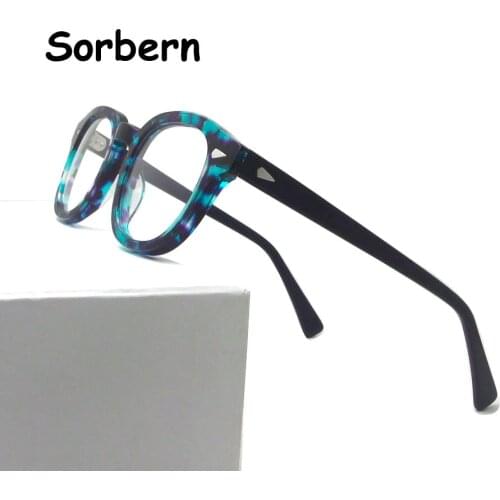 Brand Designer Rivet Acetate Eyeglasses Frame Men Vintage Round Eye Glasses For Women Optical Frame Man Spectacle Woman Eyewear