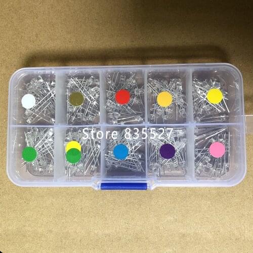 200pcs/box 3MM F3 Kit Mixed 10 colors : White/Warm white/Red/ 2 Green/Blue/Pink/Purple UV/Orange/Yellow LED light emitting diode