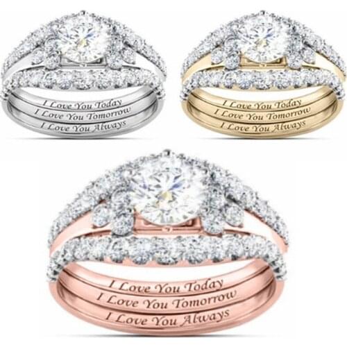 2020 New Style Ring Set Simple Classic Diamond Ring Set Ring Copper Plated Rose Golden Three Colors Womens Ring