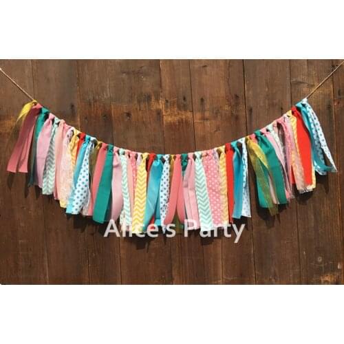 New Romantic Boho Style Rag tie banners Wedding party decorations Photo props Home decor Gold Wave Garland Birthday Supplies