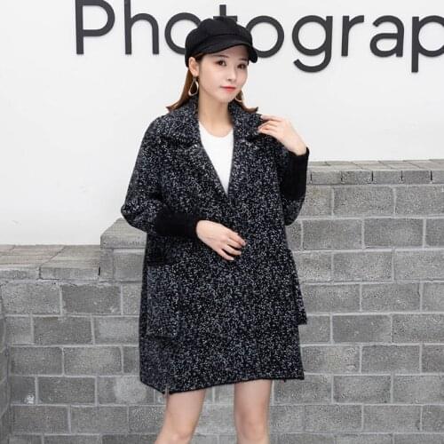2020 Autumn Winter New Mink Velvet Jacket Women Cardigan Sweater Women Padded Thick Mid-length Korean Loose Woolen Coat K1076