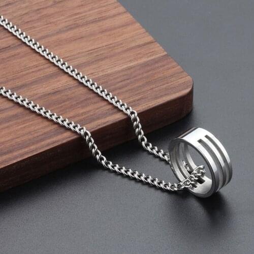 Stainless Steel Cross Chain Ring Necklace Men Women Accessories Fashion Jewelry Simple Wild Choker Necklaces Rings Side Chains