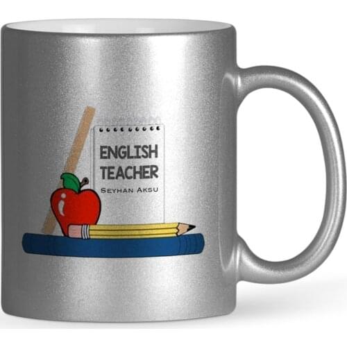 Personalized English Teacher Silver Gilt Mug Cup-2