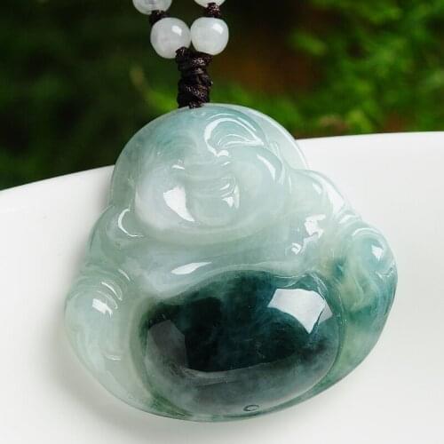 Floating flower jade jade Maitreya Burma Jade Buddha Pendant is a kind of jade ice waxy female pendant pendant 5230