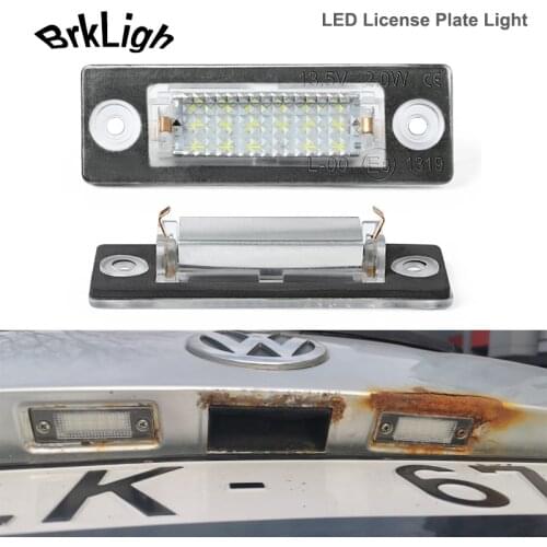 2Pcs No Error LED Number License Plate Lights Lamp Car Accessories For VW Golf Jetta Passat Caddy Touran Transporter T5 T6 Skoda