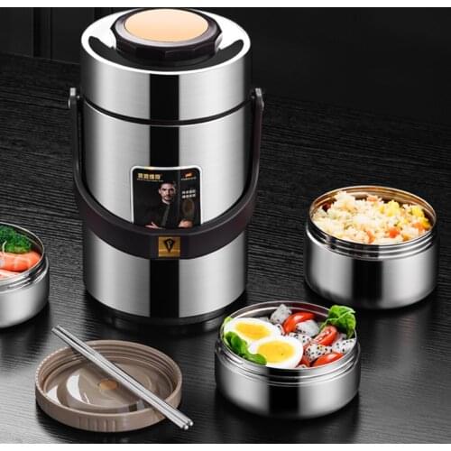 Stainless Steel Lunch Box Portable Microwave Heated Fashion Camping Food Container Caja Almacenamiento Home Decoration BC50FH