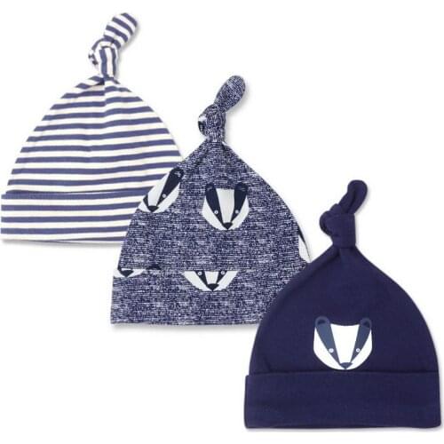 50set 3pcs/set Baby Hats 100% cotton Printed Baby Hats & Caps For 0-6 Months Newborn Baby Accessories