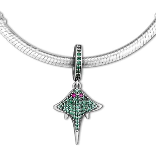 Fits for Pandora Charms Bracelets Tropical Raza Beads with Green & Red Crystal 100% 925 Sterling Silver Jewelry Free Shipping