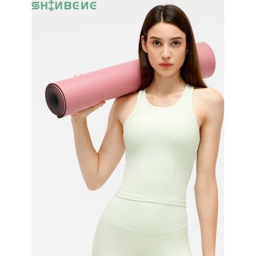 SHINBENE RIBBED Racerback Exercise Gym Crop Tops Women 4-way Stretch Padded Sport Training Yoga Tanks Top Athletic Workout Vest