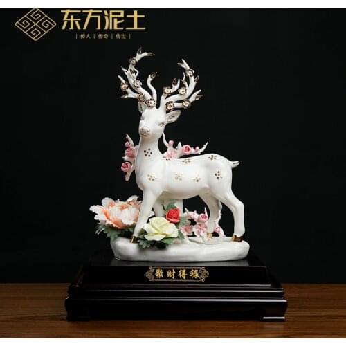 Oriental dirt accumulate to eloth, ceramic lucky deer and furnishing articles moved into new home gift opening gifts