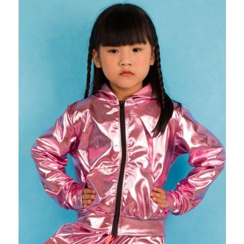 2020 Fashion Spring Autumn Kids bomber Jacket Stage Performance Wear paillette feminina casaco Rose Pink Hip Hop dance coat