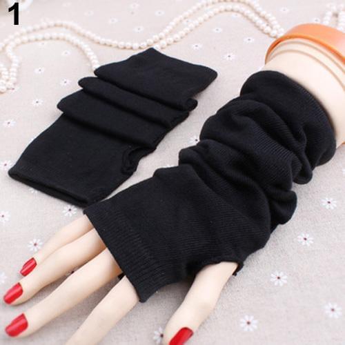 Winter Gloves Womens Knitted Arm Fingerless Long Mitten Wrist Elastic Warm Gloves перчатки без пальцев