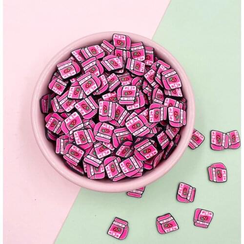 100g Strawberry Milk Box Polymer Clay Slices Fake Sprinkles for Crafts Slime Filling Accessories DIY Scrapbooking Decoration 1cm