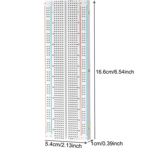 16.6x5.4cm Mb-102 Mb102 Breadboard 830 Point Solderless Pcb Bread Board Test Develop Diy Extension Board For Arduino