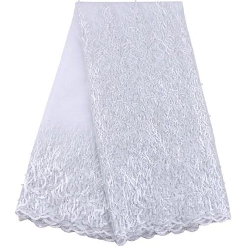 2017 Nigerian Tulle Lace Fabric Fast Shipping 130CM*450CM African Lace Fabric For Wedding Red Embroidery Beaded Lace Fabric (11