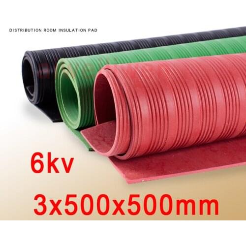 3mm thickness For 6kv high voltage insulating mat insulation pad Striped red rubber sheet distribution room insulation pad