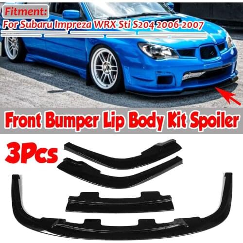 3pcs Car Front Bumper Splitter Lip Spoiler Splitter Deflector Lips Cover Trim Body Kit For Subaru Impreza WRX Sti S204 2006-2007