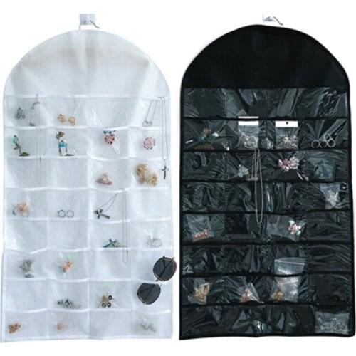 32/16 Pockets Dual Sided Jewellery Storage Display Pouch Earring Necklace Jewelry Display Holder Jewelry Hanging Organizer