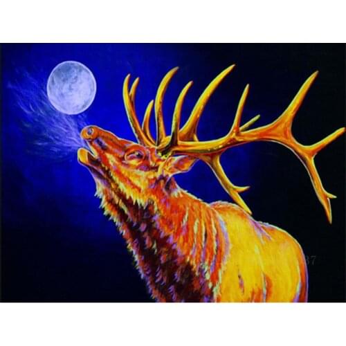 Diamond Mosaic Diy 5D Diamond Embroidery Reindeer Looking At The Moon Diamond Painting Cross Stitch Floral Rhinestone Decoration