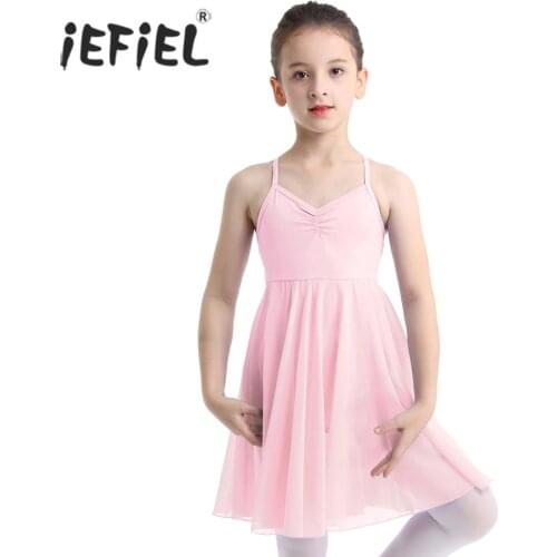 IEFiEL Children Ballet Dance Class Dresses Dress Gymnastics Leotard Girls Sleeveless Ballet Tutu Dress Kids Dancing Costumes