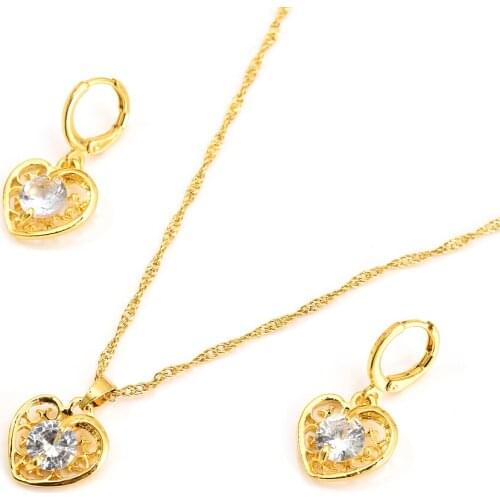 Bangrui Queen New white color Zircon heart Bridal Wedding Jewelry Sets with Necklaces&Pendant & Earring Jewelry Set For Women