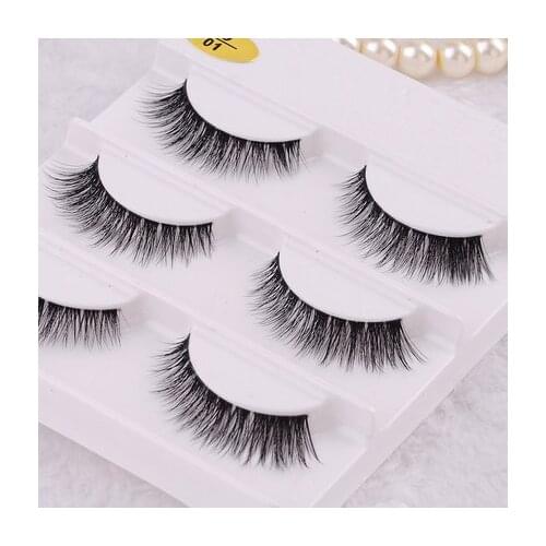 Free shipping 3pcs/lot 100% handmade real mink fur false eyelash 3D strip mink lashes thick fake faux eyelashes Makeup beauty