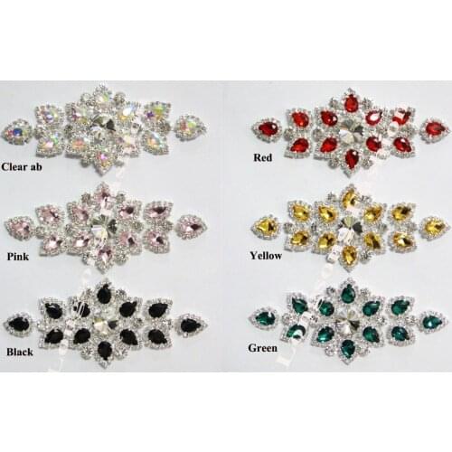 Free Shipping Hotsale 6pcs/lot 5.6'' Rhinestone Applique for Wedding Gown Bridal Sash Evening Wear Rhinestone Patch LSAP0915-1