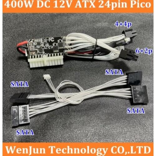 DC 12V 400W Pico ATX Switch Mining PSU 24pin MINI ITX DC to Car ATX PC Power Supply For Computer support CPU 8pin PCI-E 6+2pin