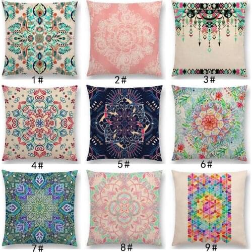 Boho Art Colorful Flower Gorgeous Floral Doodle Botanical Geometry Mandala Decorative Pattern Car Cushion Cover ThrowPillow Case