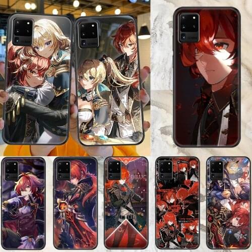Genshin Impact Diluc Phone case For Samsung Galaxy Note 4 8 9 10 20 S8 S9 S10 S10E S20 Plus UITRA Ultra black tpu hoesjes soft