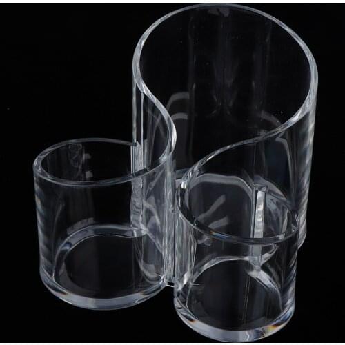 Makeup Brush Holder Eyebrow Pencil Pen Cup - 3 Compartments for Vanity Cosmetic Make Up & Office Home Desk Stationery