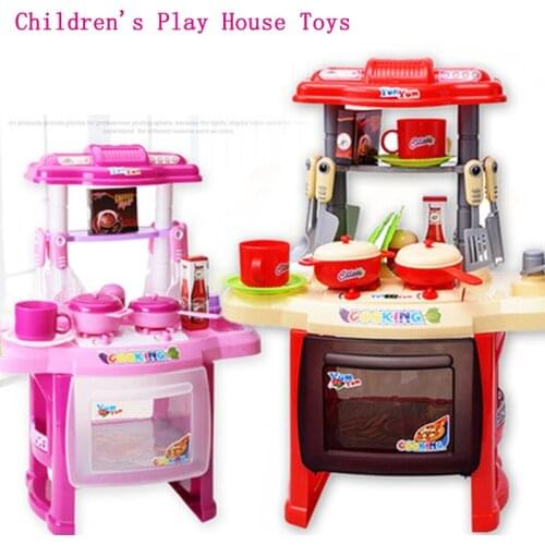 Childrens Mini Playhouse Toy Kitchen Tableware Lighting music simulation kitchenware educational toys for kids gifts