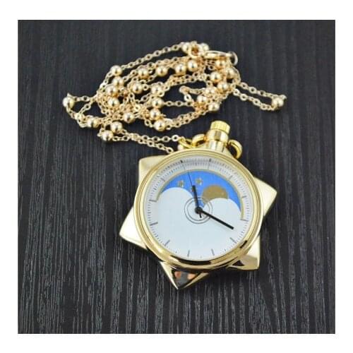 Anime Sailor Moon 20th Anniversary Crystal Star Model Toy Pocket Gold Pocket Watch Necklace Metal Pendant Cosplay Jewelry Gift
