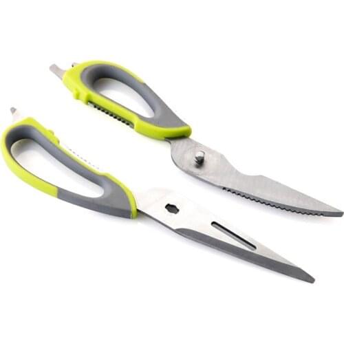 Kitchen scissors kill fish clip walnut stainless steel scissors powerful multi-function cut chicken bone scissors home barbecue