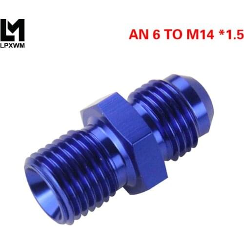 LPXWM- Blue Male 6AN 6 An Flare To M14x1.5(mm) Metric Straight Fitting AN 6 To M14 *1.5 Port. Adapter LPXWM-SL816-06-143-011