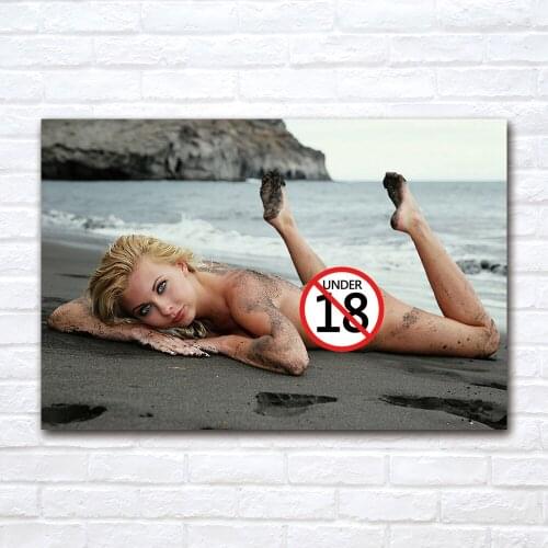 Fashion Poster Print Sexy Blonde Girl on the Beach Wall Art Canvas Painting Modern Trendy Pictures for Living Room Home Decor