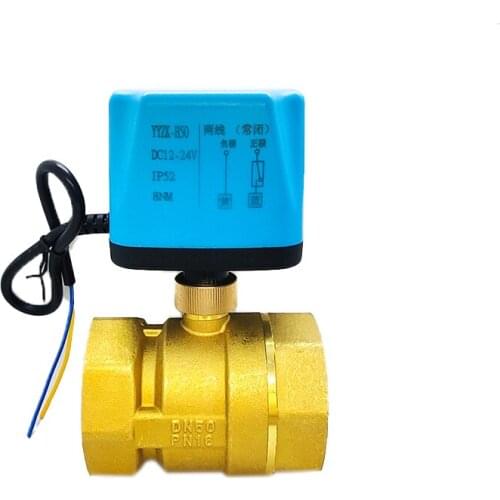 2" Normally Closed/Open Motorized Ball Valve 220V 12V 24V 2-Wire Brass Electric Ball Valve Replace Solenoid Valve