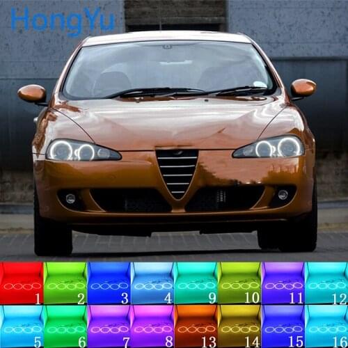 Latest Headlight Multi-color RGB LED Angel Eyes Halo Ring Eye DRL RF Remote Control for Alfa Romeo 147 2005 - 2010 Accessories