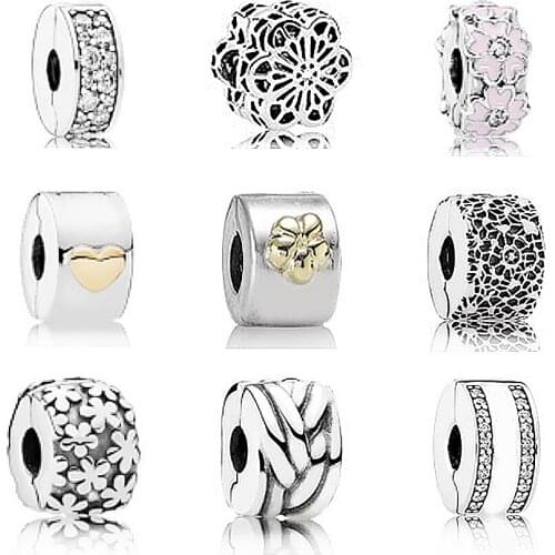 New Fashion Personality 100% Real 925 Flower Holder Clip Classic Charm Love Diy Original Female Jewelry Accessories