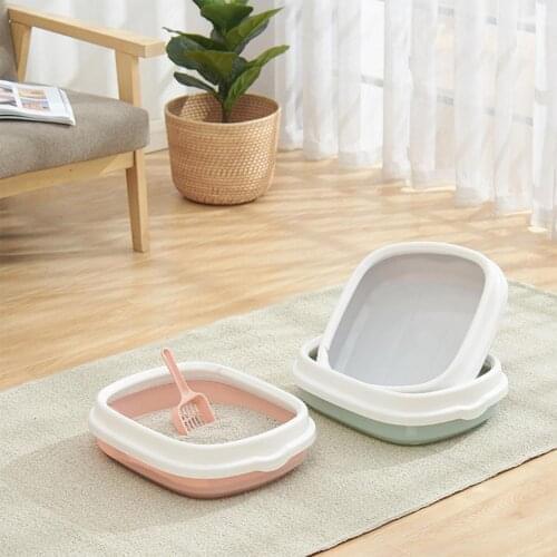 New Cat Litter Box Large Pet Kitten Cat Toilet with Shovel and Detachable Lid Plastic Semi-Enclosed Sand Box Cat Supplies