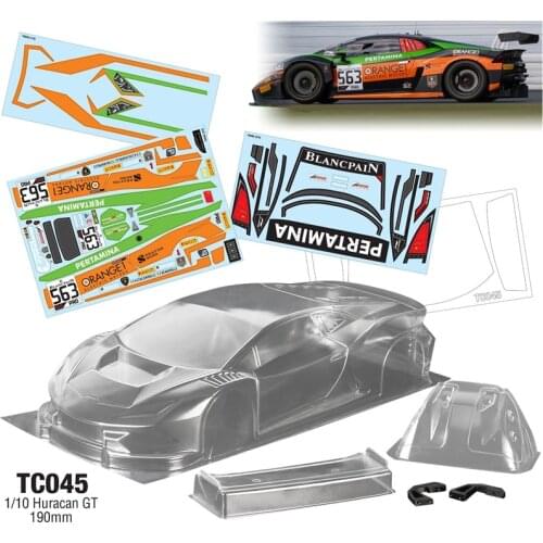 Rc Car Shell Huracan GT Clear Body 190mm + Tail Wing + Stickers For 1:10 Scale On Road Racing Cars Model